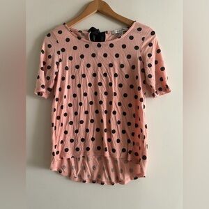 Forever 21 Pink and Black Polka Dot Blouse